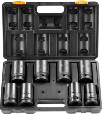 Image de Jeu de douilles à choc 1 pouce - 8 pièces - Douilles métriques - Outil haute performance pour applications lourdes - Outils de mécanicien