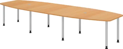 Produktbild von bümö Konferenztisch groß KT40 - Nachbildung: Buche, tischfuss: Füße in Silber