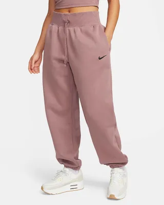 Produktbild von Nike W Nsw Phnx Flc Hr Os Pant Smokey Mauve/Black Smokey Mauve/Black L