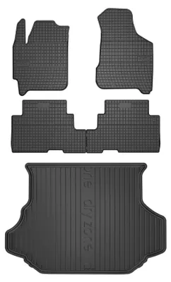 Produktbild von Gummimatten + Kofferraumwanne für Kia Carens II 2002-2006 (Minivan, 5-Sitzer) – Schwarz, passgenau – Wielganizator SolidPRO