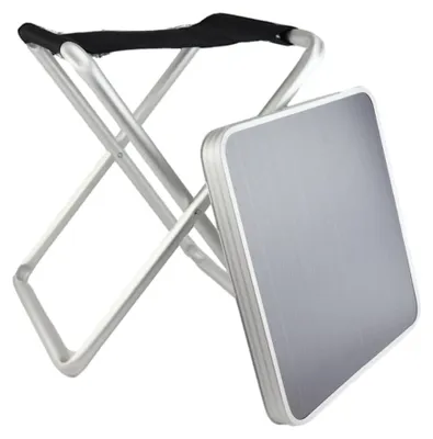 Image de Tabouret pliable avec plateau, idéal pour une utilisation intérieure et extérieure