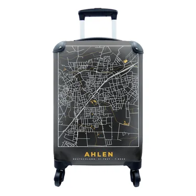 Produktbild von MuchoWow® Koffer Handgepäck Trolley Rollkoffer Kleine Reisekoffer mit 4 Rollen - Deutschland - Schwarz und Gold - Ahlen - Stadtplan - Karte - Cabin Size < 55x40x23 cm & 55x40x20 cm - Fotokoffer - Kabinenkoffer - Boardgepäck - Reise-Box - Reisekoffer - Reisegepäck - Koffer mit Bild - Trolley für Kinder