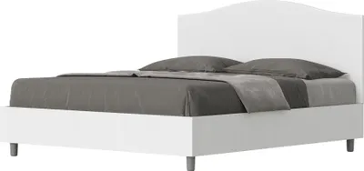 Produktbild von ITYHOME - Bett mit Lattenrost 160x200 Bettgestell Esche weiß Bett-Kopfteil mit Kunstlederbezug Weiß Grace