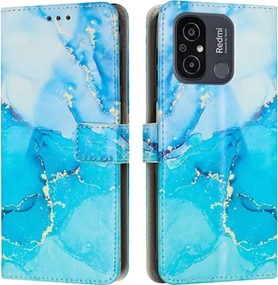 Produktbild von König Design Hülle kompatibel mit Kunstleder Handyhülle - Handy Case Blau Grün