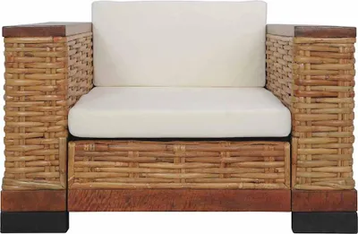 Produktbild von vidaXL 2-tlg. Sofagarnitur mit Auflagen Braun Natur Rattan