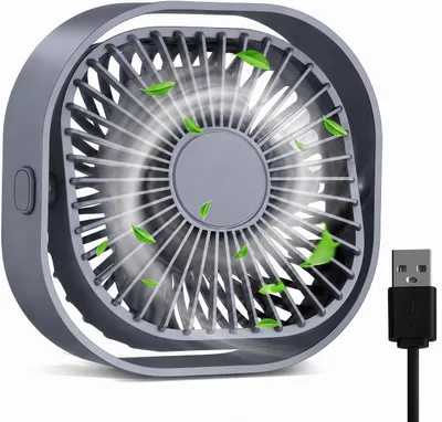 Produktbild von Mini USB Ventilator,Tragbarer Tischventilator mit 360° Drehbarer Kopf,3 Geschwindigkeitsstufen,Leiser 40db,Antirutschmatte