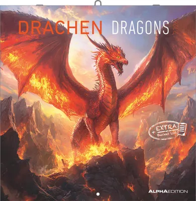 Produktbild von Alpha Edition - Drachen 2026 - Wandkalender 30×30 cm mit fantastischen Drachenmotiven & Poster, 6-sprachiger Broschürenkalender für Fantasy-Fans, Rollenspieler & Liebhaber mythischer Kreaturen