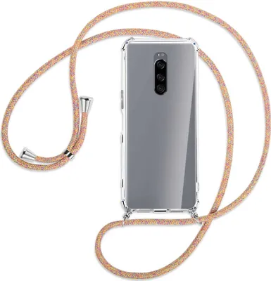 Produktbild von Handykette Backcover-Schutzhülle mit Band (Metall silberfarben) für Sony Xperia 1 - Rainbow