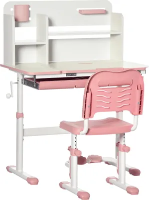 Image de Bureau enfant avec chaise - Ensemble - Réglable en hauteur : table et chaise - Plateau de table inclinable - A partir de 3 ans - Table 80×52 cm - Rose
