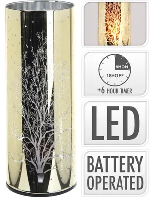 Obrázok produktu pre Domov > Dekorácie > Atmosférické osvetlenie > Sklenená LED sviečka so zlatým plameňom, 20 cm