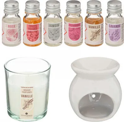 Produktbild von GKA 8 teiliges Duft Geschenkset mit Stövchen Duftlampe Duftkerze Duftöle Frankreich