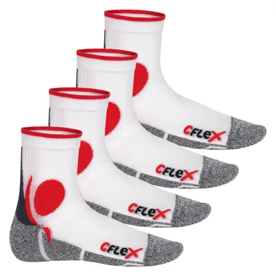 Produktbild von CFLEX Damen und Herren Running Funktions-Socken (4 Paar) Laufsocken - Weiss-Rot 35-38