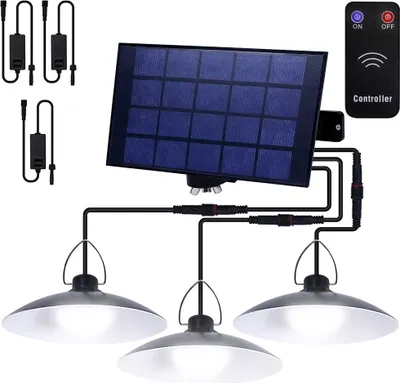 Produktbild von Außen Solarlampe Solarleuchte Pendelleuchte mit Fernbedienung IP65 LED Wasserdicht Hängelampe Garten mit 3 Lampen