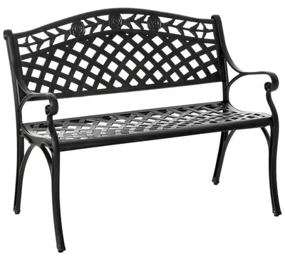 Productafbeelding van Outsunny, set van 2 tuinstoelen, aluminium, tuinmeubels, metalen bank met armleuningen