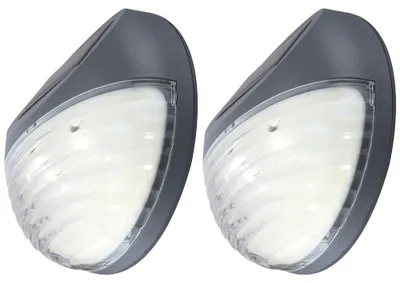 Produktbild von 2er Set LED Zaun Solarleuchten aus Kunststoff in grau