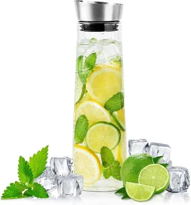 Produktbild von Glasflasche, 1 Liter – aus Borosilikatglas – mit Deckel – ideal für kalte und warme Getränke
