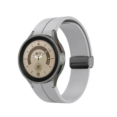 Produktbild von SYSTEM-S Armband 20 mm aus Silikon für Samsung Galaxy Watch 5 4 Smartwatch in Grau