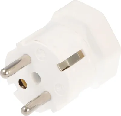 Zdjęcie produktu dla Adapter szwajcarski biały z wtyczki szwajcarskiej 3pin na gniazdo Schuko 2pin z przewodem uziemiającym i 10A