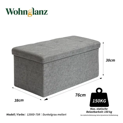 Produktbild von Faltbare Bettbank, Sitzbank und Stütze 76×38×38cm 150kg Belastung dunkelgrau