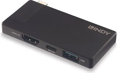 Zdjęcie produktu dla Lindy 43336, Przewodowa, USB 3.2 Gen 1 (3.1 Gen 1) Type-C, 60 W, Czarny, 3840 x 2160 px, Aluminium