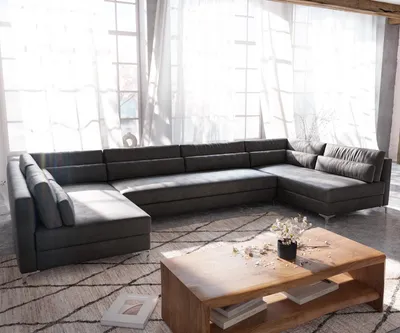 Produktbild von DELIFE Wohnlandschaft Elio XL 400x185 cm Mikrofaser Vintage Anthrazit