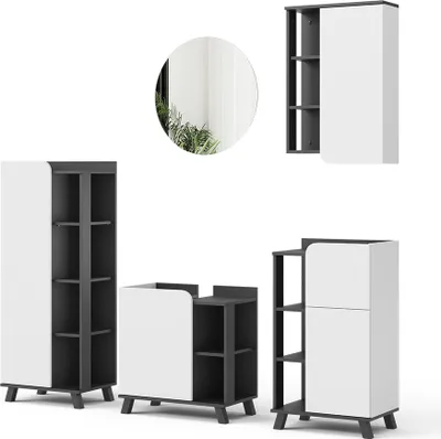 Immagine prodotto di Set di mobili da bagno Vicco Karen Antracite/bianco 5 parti, Model 54719