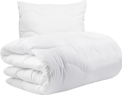 Produktbild von Mikrofaser Schlaf-Set 135×200 cm Steppbett + 80×80 cm Kopfkissen Allergikerfreundlich Waschbar Pflegeleicht