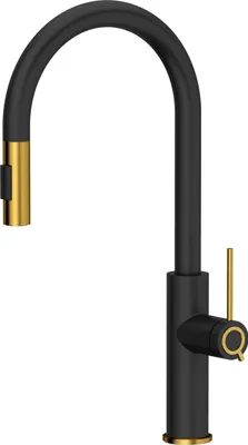 Produktbild von QUADRON JENNIFER Q LINE SLIM SteelQ, Küchenarmatur Mischbatterie 360°, Armatur Küche Edelstahl, Farbe: Schwarz, Höhe: 46 cm, Wasserhahn für Küche