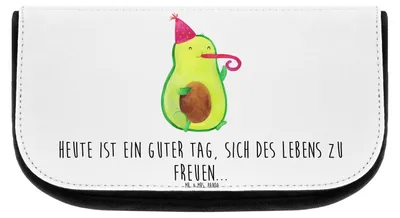 Produktbild von Mr. & Mrs. Panda Kulturtasche Avocado Feier - Weiß - Geschenk, Schminktasche, Kosmetiktasche, kulturtäschchen, Gute Laune, klein, Organizer, Party, Fete, Geburtstag