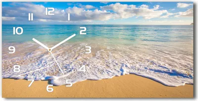 Produktbild von Wanduhr aus Glas – 60x30 cm - Glasbild - Glasuhr - Gehärtetes Glas - weisse-zeiger - Hawaii-Strand
