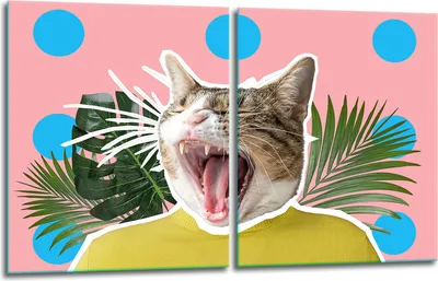Produktbild von Herdabdeckplatten 2x40x52 Glaskeramikkochfeld 2-Teilig Glas Spritzschutz Katze