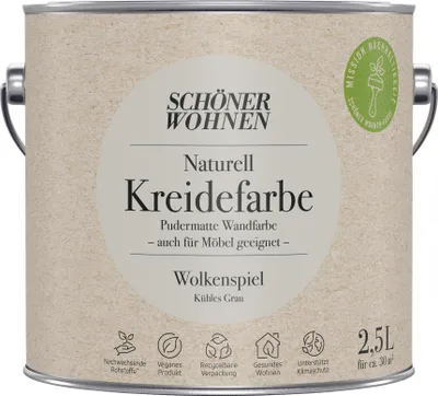 Produktbild von Schöner Wohnen Naturell Kreidefarbe Wolkenspiel Kühles Grau 2,5 L