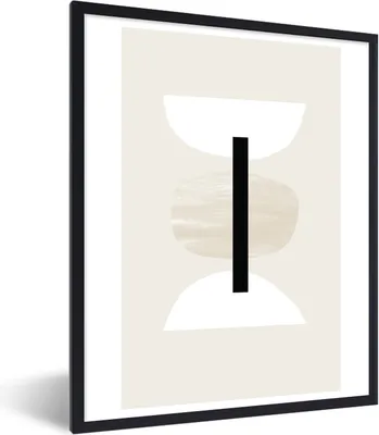 Produktbild von MuchoWow® Gerahmtes Poster Abstrakt - Geometrische Formen - Pastell 60x80 cm - Poster mit Schwarzem Bilderrahmen Wandposter Rahmen Foto Bilder - Premium - Wanddeko Wohnzimmer