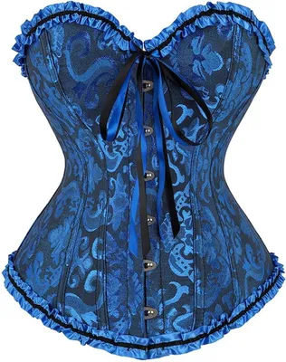 Productafbeelding van Dames korset bustier met bloemenpatroon, maat M, zwart/blauw