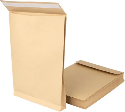 Produktbild von 100 Stück - B4 Faltentasche mit 4 cm Bodenfalte - 125 g/m² Materialstärke - Haftklebestreifen - Versandkuvert - Verpackung - braune Versandtasche