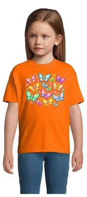 Produktbild von T-Shirt für Kinder mit buntem Schmetterling Print aus Baumwolle