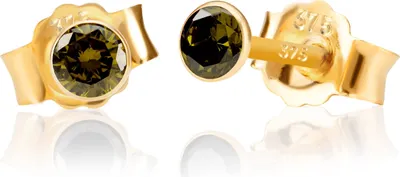 Produktbild von Paar 3,5mm 375 Gelb Gold 9 Karat Ohrstecker Zirkon Peridot Butterfly Verschluss