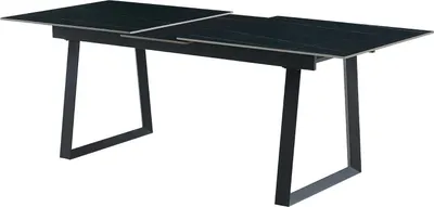 Produktbild von Esstisch - 180 x 90 cm - Schwarz - Glas - Sinterstein - Metallgestell