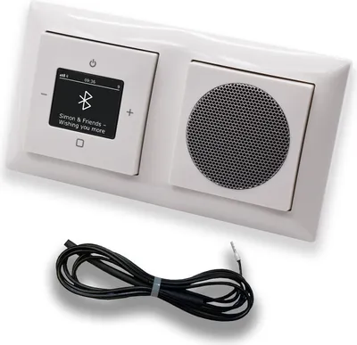Produktbild von Busch Jäger DAB+ Unterputz Bluetooth Radio Set 8217U-101 inkl. Lautsprecher im 2 fach Rahmen in BALANCE SI Alpinweiß inkl. 0,9m EBROM Wurfantenne 8217U - 8217 U - 8217 U-101