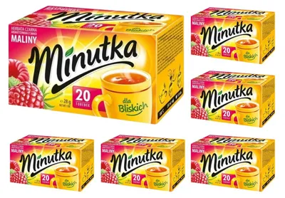 Produktbild von Minutka Schwarzer Tee Himbeere 6x 20 Teebeutel - Schwarztee mit Himbeersaft