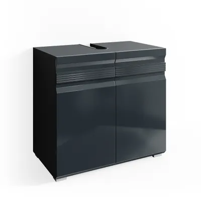 Produktbild von Vicco Waschbeckenunterschrank Freddy, 60 x 56 cm, Anthrazit Hochglanz