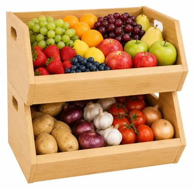 Image de Solidchoice - Panier à fruits en bambou avec 3 niveaux