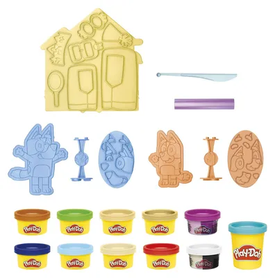 Immagine prodotto di Play-Doh Playser Bluey Bandit e Chilli Playset le Infinite Combinazioni dei Costumi di Bluey con 11 Vasetti