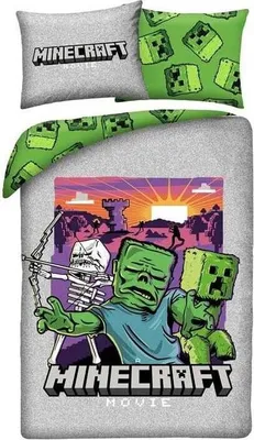 Immagine prodotto di Copripiuma Minecraft Zombie - 140 x 200 cm - 70 x 90 cm -  Poliestere grigio