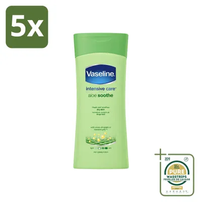 Imagen del producto de 5 unidades de Loción corporal calmante de Aloe Vera Vaseline - 400 ml - Paquete ahorro