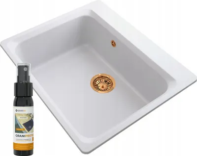 Produktbild von Granitan | Granitspüle ZANTE - 619 x 522 mm - Gold - Mit manuellem Syfon und Pflegemittel