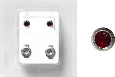 Produktbild von Erstohrstecker Chirurgenstahl Sterile Ohrstecker Zarge mit Stein in dunkelrot 4mm