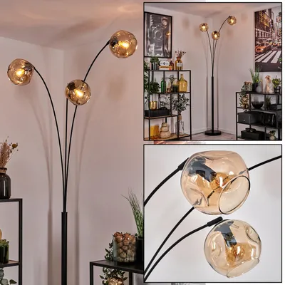 Produktbild von Villamare Stehlampe aus Metall/Glas in Schwarz/Bernsteinfarben