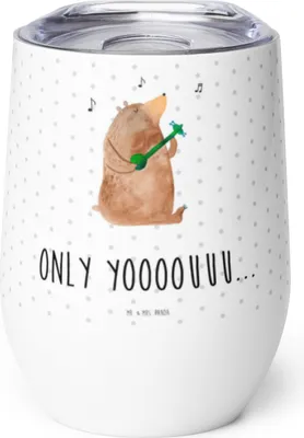 Produktbild von Mr. & Mrs. Panda thermosbecher Bär Gitarre - Weiß - Geschenk, Teddy, Thermobecher, Isolierbecher, Thermo Becher, glühweinbecher, kaffee tasse