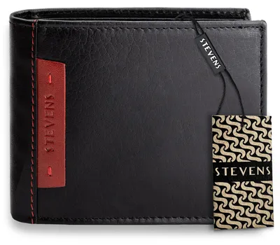 Obrázek produktu pro Pánská peněženka STEVENS z přírodní kůže RFID černá 12x10 cm univ